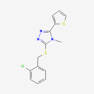 molecular formula C14H12ClN3S2 B4077737 3-[(2-chlorobenzyl)thio]-4-methyl-5-(2-thienyl)-4H-1,2,4-triazole 