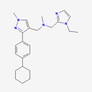molecular formula C24H33N5 B4077767 1-[3-(4-cyclohexylphenyl)-1-methyl-1H-pyrazol-4-yl]-N-[(1-ethyl-1H-imidazol-2-yl)methyl]-N-methylmethanamine 