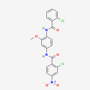 molecular formula C21H15Cl2N3O5 B4077821 2-chloro-N-{4-[(2-chlorobenzoyl)amino]-3-methoxyphenyl}-4-nitrobenzamide 