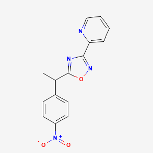molecular formula C15H12N4O3 B4077864 2-{5-[1-(4-nitrophenyl)ethyl]-1,2,4-oxadiazol-3-yl}pyridine 