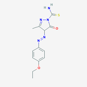 molecular formula C13H15N5O2S B407787 4-[(4-ethoxyphenyl)diazenyl]-3-methyl-5-oxo-4,5-dihydro-1H-pyrazole-1-carbothioamide 
