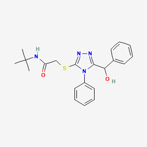 N-(tert-butyl)-2-({5-[hydroxy(phenyl)methyl]-4-phenyl-4H-1,2,4-triazol-3-yl}thio)acetamide