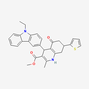 molecular formula C30H28N2O3S B4077906 methyl 4-(9-ethyl-9H-carbazol-3-yl)-2-methyl-5-oxo-7-(2-thienyl)-1,4,5,6,7,8-hexahydro-3-quinolinecarboxylate 
