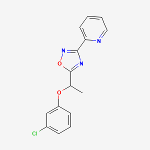 molecular formula C15H12ClN3O2 B4077928 2-{5-[1-(3-chlorophenoxy)ethyl]-1,2,4-oxadiazol-3-yl}pyridine 