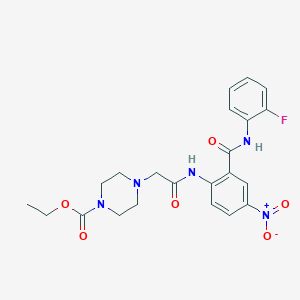 molecular formula C22H24FN5O6 B4077934 ethyl 4-{2-[(2-{[(2-fluorophenyl)amino]carbonyl}-4-nitrophenyl)amino]-2-oxoethyl}-1-piperazinecarboxylate 