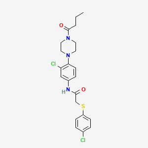 molecular formula C22H25Cl2N3O2S B4077952 N-[4-(4-butyryl-1-piperazinyl)-3-chlorophenyl]-2-[(4-chlorophenyl)thio]acetamide 
