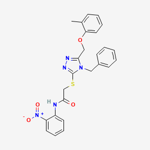 molecular formula C25H23N5O4S B4077972 2-({4-benzyl-5-[(2-methylphenoxy)methyl]-4H-1,2,4-triazol-3-yl}thio)-N-(2-nitrophenyl)acetamide 