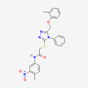 molecular formula C25H23N5O4S B4078014 N-(4-methyl-3-nitrophenyl)-2-({5-[(2-methylphenoxy)methyl]-4-phenyl-4H-1,2,4-triazol-3-yl}thio)acetamide 