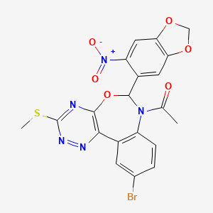 7-acetyl-10-bromo-3-(methylthio)-6-(6-nitro-1,3-benzodioxol-5-yl)-6,7-dihydro[1,2,4]triazino[5,6-d][3,1]benzoxazepine
