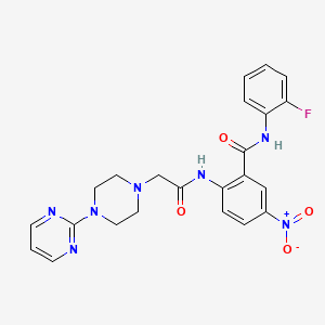 molecular formula C23H22FN7O4 B4078021 N-(2-fluorophenyl)-5-nitro-2-({[4-(2-pyrimidinyl)-1-piperazinyl]acetyl}amino)benzamide 
