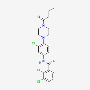 molecular formula C21H22Cl3N3O2 B4078041 N-[4-(4-butyryl-1-piperazinyl)-3-chlorophenyl]-2,3-dichlorobenzamide 