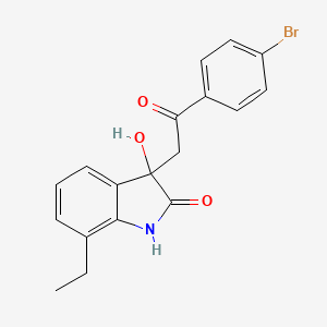molecular formula C18H16BrNO3 B4078066 3-[2-(4-bromophenyl)-2-oxoethyl]-7-ethyl-3-hydroxy-1,3-dihydro-2H-indol-2-one 