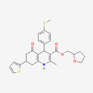 molecular formula C27H29NO4S2 B4078071 tetrahydro-2-furanylmethyl 2-methyl-4-[4-(methylthio)phenyl]-5-oxo-7-(2-thienyl)-1,4,5,6,7,8-hexahydro-3-quinolinecarboxylate 
