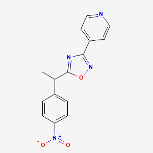 molecular formula C15H12N4O3 B4078076 4-{5-[1-(4-nitrophenyl)ethyl]-1,2,4-oxadiazol-3-yl}pyridine 