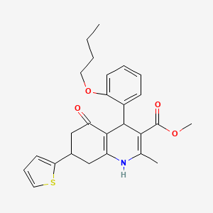 molecular formula C26H29NO4S B4078102 methyl 4-(2-butoxyphenyl)-2-methyl-5-oxo-7-(2-thienyl)-1,4,5,6,7,8-hexahydro-3-quinolinecarboxylate 