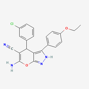 molecular formula C21H17ClN4O2 B4078116 6-amino-4-(3-chlorophenyl)-3-(4-ethoxyphenyl)-1,4-dihydropyrano[2,3-c]pyrazole-5-carbonitrile 