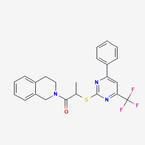 molecular formula C23H20F3N3OS B4078126 2-(2-{[4-phenyl-6-(trifluoromethyl)-2-pyrimidinyl]thio}propanoyl)-1,2,3,4-tetrahydroisoquinoline 