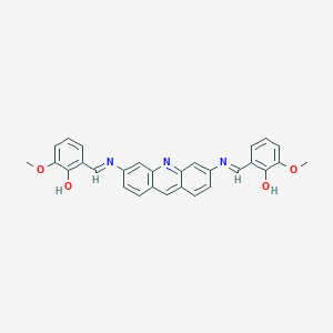 molecular formula C29H23N3O4 B407813 2,2'-{acridine-3,6-diylbis[nitrilo(E)methylylidene]}bis(6-methoxyphenol) 