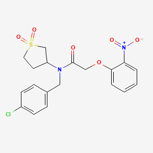 molecular formula C19H19ClN2O6S B4078138 N-(4-chlorobenzyl)-N-(1,1-dioxidotetrahydro-3-thienyl)-2-(2-nitrophenoxy)acetamide 