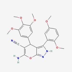 molecular formula C24H24N4O6 B4078144 6-amino-3-(2,5-dimethoxyphenyl)-4-(3,4,5-trimethoxyphenyl)-1,4-dihydropyrano[2,3-c]pyrazole-5-carbonitrile 