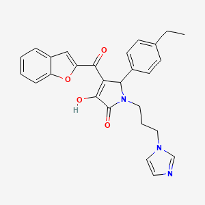molecular formula C27H25N3O4 B4078178 4-(1-benzofuran-2-ylcarbonyl)-5-(4-ethylphenyl)-3-hydroxy-1-[3-(1H-imidazol-1-yl)propyl]-1,5-dihydro-2H-pyrrol-2-one 