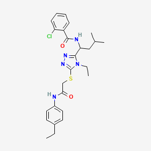 molecular formula C26H32ClN5O2S B4078185 2-chloro-N-{1-[4-ethyl-5-({2-[(4-ethylphenyl)amino]-2-oxoethyl}thio)-4H-1,2,4-triazol-3-yl]-3-methylbutyl}benzamide 