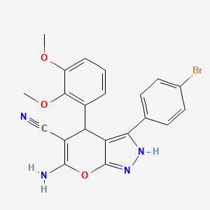 molecular formula C21H17BrN4O3 B4078192 6-amino-3-(4-bromophenyl)-4-(2,3-dimethoxyphenyl)-1,4-dihydropyrano[2,3-c]pyrazole-5-carbonitrile 