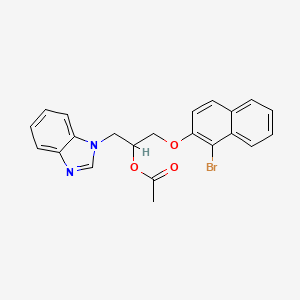 molecular formula C22H19BrN2O3 B4078253 2-(1H-benzimidazol-1-yl)-1-{[(1-bromo-2-naphthyl)oxy]methyl}ethyl acetate 