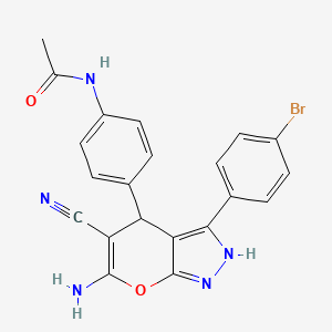 molecular formula C21H16BrN5O2 B4078257 N-{4-[6-amino-3-(4-bromophenyl)-5-cyano-1,4-dihydropyrano[2,3-c]pyrazol-4-yl]phenyl}acetamide 