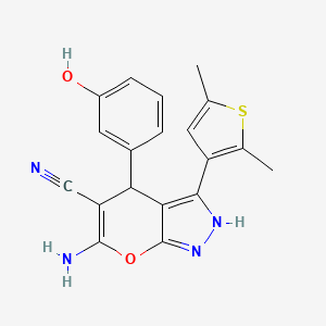 molecular formula C19H16N4O2S B4078271 6-amino-3-(2,5-dimethyl-3-thienyl)-4-(3-hydroxyphenyl)-1,4-dihydropyrano[2,3-c]pyrazole-5-carbonitrile 