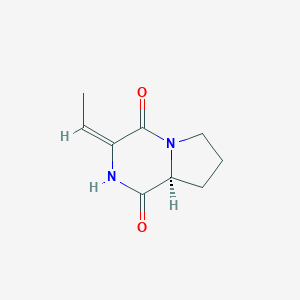 molecular formula C9H12N2O2 B040783 Pyrrolo[1,2-a]pyrazine-1,4-dione, 3-ethylidenehexahydro-, [S-(E)]-(9CI) CAS No. 114604-88-5