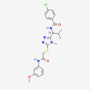 molecular formula C23H26ClN5O3S B4078303 4-chloro-N-{1-[5-({2-[(3-methoxyphenyl)amino]-2-oxoethyl}thio)-4-methyl-4H-1,2,4-triazol-3-yl]-2-methylpropyl}benzamide 