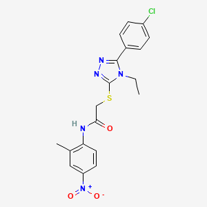 molecular formula C19H18ClN5O3S B4078315 2-{[5-(4-chlorophenyl)-4-ethyl-4H-1,2,4-triazol-3-yl]thio}-N-(2-methyl-4-nitrophenyl)acetamide 