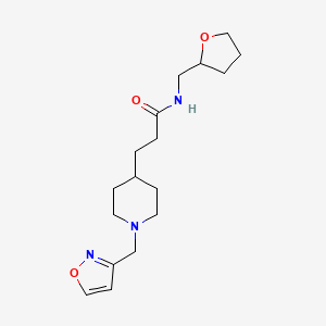 molecular formula C17H27N3O3 B4078328 3-[1-(3-isoxazolylmethyl)-4-piperidinyl]-N-(tetrahydro-2-furanylmethyl)propanamide 