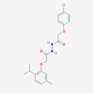 molecular formula C20H23ClN2O4 B407833 N'-[(4-chlorophenoxy)acetyl]-2-(2-isopropyl-5-methylphenoxy)acetohydrazide 