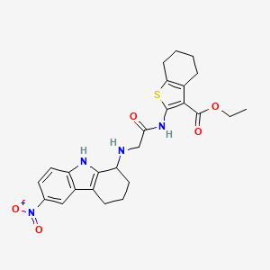 molecular formula C25H28N4O5S B4078336 ethyl 2-{[N-(6-nitro-2,3,4,9-tetrahydro-1H-carbazol-1-yl)glycyl]amino}-4,5,6,7-tetrahydro-1-benzothiophene-3-carboxylate 