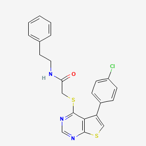 molecular formula C22H18ClN3OS2 B4078343 2-{[5-(4-chlorophenyl)thieno[2,3-d]pyrimidin-4-yl]thio}-N-(2-phenylethyl)acetamide 