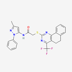 molecular formula C25H20F3N5OS B4078365 N-(3-methyl-1-phenyl-1H-pyrazol-5-yl)-2-{[4-(trifluoromethyl)-5,6-dihydrobenzo[h]quinazolin-2-yl]thio}acetamide 