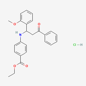 molecular formula C25H26ClNO4 B4078366 ethyl 4-{[1-(2-methoxyphenyl)-3-oxo-3-phenylpropyl]amino}benzoate 