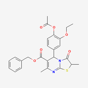 molecular formula C26H26N2O6S B4078369 benzyl 5-[4-(acetyloxy)-3-ethoxyphenyl]-2,7-dimethyl-3-oxo-2,3-dihydro-5H-[1,3]thiazolo[3,2-a]pyrimidine-6-carboxylate 