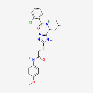 molecular formula C24H28ClN5O3S B4078380 2-chloro-N-{1-[5-({2-[(4-methoxyphenyl)amino]-2-oxoethyl}thio)-4-methyl-4H-1,2,4-triazol-3-yl]-3-methylbutyl}benzamide 