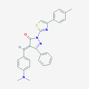 molecular formula C28H24N4OS B407839 4-(4-Dimethylamino-benzylidene)-5-phenyl-2-(4-p-tolyl-thiazol-2-yl)-2,4-dihydro-pyrazol-3-one 