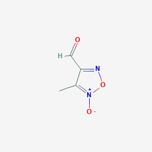 molecular formula C4H4N2O3 B040784 1,2,5-Oxadiazole-3-carboxaldehyde, 4-methyl-, 5-oxide CAS No. 123953-16-2