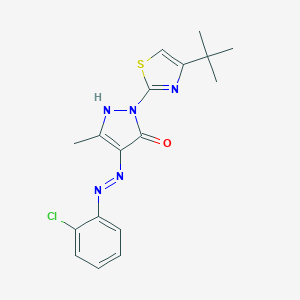 (4E)-2-(4-tert-butyl-1,3-thiazol-2-yl)-4-[2-(2-chlorophenyl)hydrazinylidene]-5-methyl-2,4-dihydro-3H-pyrazol-3-one