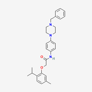 molecular formula C29H35N3O2 B4078412 N-[4-(4-benzyl-1-piperazinyl)phenyl]-2-(2-isopropyl-5-methylphenoxy)acetamide 