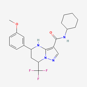 molecular formula C21H25F3N4O2 B4078421 N-cyclohexyl-5-(3-methoxyphenyl)-7-(trifluoromethyl)-4,5,6,7-tetrahydropyrazolo[1,5-a]pyrimidine-3-carboxamide 