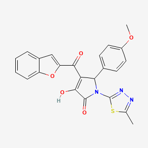 molecular formula C23H17N3O5S B4078425 4-(1-benzofuran-2-ylcarbonyl)-3-hydroxy-5-(4-methoxyphenyl)-1-(5-methyl-1,3,4-thiadiazol-2-yl)-1,5-dihydro-2H-pyrrol-2-one 