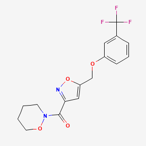 molecular formula C16H15F3N2O4 B4078461 2-[(5-{[3-(trifluoromethyl)phenoxy]methyl}-3-isoxazolyl)carbonyl]-1,2-oxazinane 
