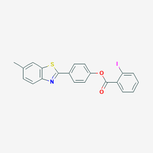 molecular formula C21H14INO2S B407847 4-(6-Methyl-1,3-benzothiazol-2-yl)phenyl 2-iodobenzoate 