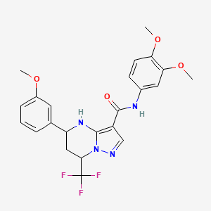 molecular formula C23H23F3N4O4 B4078470 N-(3,4-dimethoxyphenyl)-5-(3-methoxyphenyl)-7-(trifluoromethyl)-4,5,6,7-tetrahydropyrazolo[1,5-a]pyrimidine-3-carboxamide 